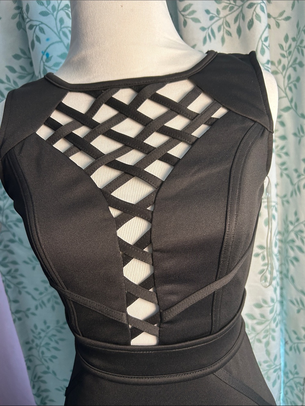 Windsor Black Lattice-Front Bodycon Dress - Picture 2 of 5